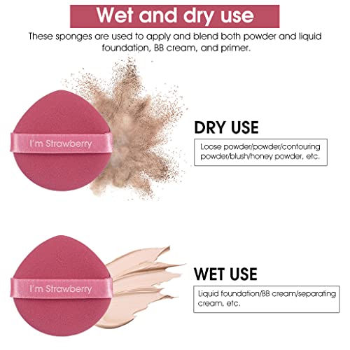 MAYCREATE 7Pcs Makeup Sponge Powder Puff Latex-free Makeup Puff Blender Sponge, Air Cushion Pads for Liquid Foundation, Cream, Powder, Concealer, Wet & Dry Dual Use(Pink)