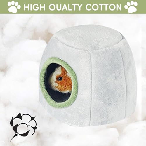 Qpets Small Pets Cave, Guinea Pig Cave, Small Pets Plush Winter Cave Sleeping Bed Hiding Cave with Remove Plush Pad Winter Soft Warm Small Pet Cave for Guinea Pig, Ferret, Hedgehog