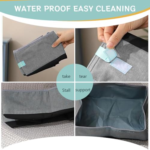 Qpets Foldable Cat Litter Box Waterproof Liner Cat Litter Box Easy Indoor Outdoor Cat Litter Box Reuseable Cat Litter Box Portable Folding Cat Litter Box with Handle, 45x36x15cm