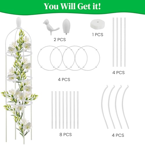 HASTHIP® Garden Plant Support for Climbers - Obelisk Trellis for Climbing Plants - 120CM Plastic Creeper Plant Support - DIY Adjustable Plant Climber Support for Clematis, Climbing Roses, Tomato, Ivy 2 PCS