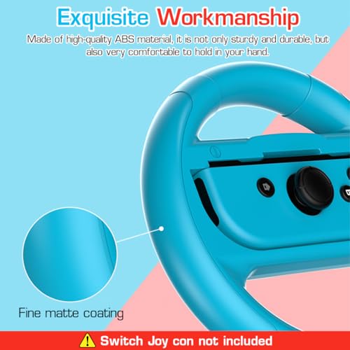 ZORBES 2pcs Racing Game Steering Wheels Attachment for Switch OLED & OLED Joy-Cons, ABS Racing Wheel for Mario Kart 8 Deluxe, Joycon Wheel Attachment, 135mm Diameter, No Joy-Con