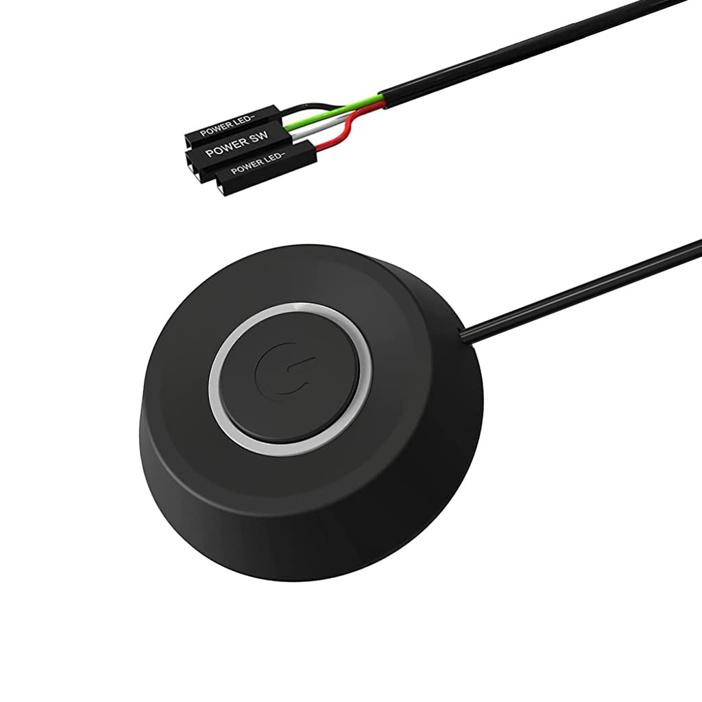 Verilux Desktop LED Computer Power Button PC Switch External Power Switch with with 2m Cables PC DIY Modification Self Adhesive External PC Power Button Switch Button