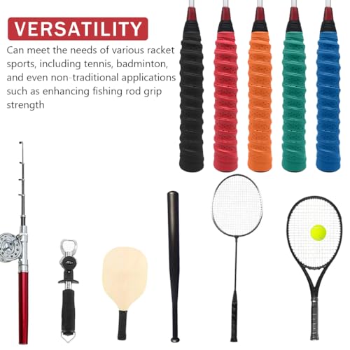 Proberos 8Pcs Tennis Racket Overgrip PU Grip Tape Sweat Absorption Badminton Racket Grip Tape Black Anti Slip Overgrips for Racket Sports Pickleball Racket Tennis Racket, 3.6ft x 25mm Per One