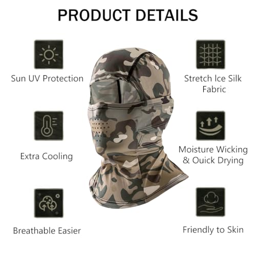 Optifit® Summer Balaclava Face Mask Quick Dry Cooling Fabric Sun Protection Outdoor Slim Hat with Breathable Mesh Cover High Stretchy for Riding Hiking Camping 2PCS