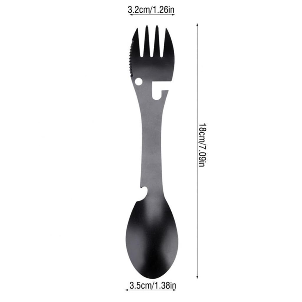 Optifit 5-in-1 Camping Cutlery for Camping Picnic Hiking Trekking, Outdoor Dual Head Spork, Multifunctional Camping Utensil with Can Opener, Bottle Opener, Saw Cutter, Camping Accessories