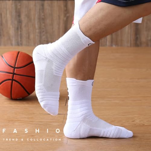 Proberos® 3 Pairs Professional Sport Socks for Men, Breathable Cricket Socks, Anti-Slip Sole Design, Towel Cushioning Athletic Sports for Basketball, Football, Running, Cycling, Workout 3 PCS