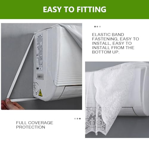 HASTHIP® Dust Cover for Air Conditioner Floral Lace 1-1.5p Split Full Coverage Inner AC Dust Proof Even Airflow Distribution Hand Washable Reuseable 2 PCS