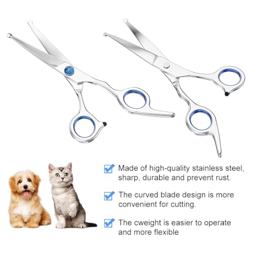 ZIBUYU® Dog Grooming Scissors Pet Products 6 inches Round Tips Shears for Cat Face Paw Hair Trimming Right Left Handed Stainless Steel 2PCS