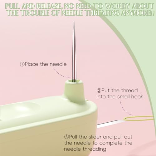HASTHIP® 2 in 1 Needle Threader Seam Ripper, Automatic Sewing Machine Opening Machine Quilting Supplies Sewing Kit Rapid Sewing Machine Circular Sewing Machine, Green