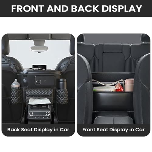 STHIRA® Car Organizer and Storage for Center Console with Tissue Box Cup Holder Multipurpose Double Sided Seat Back Headrest Space Saving 2PCS
