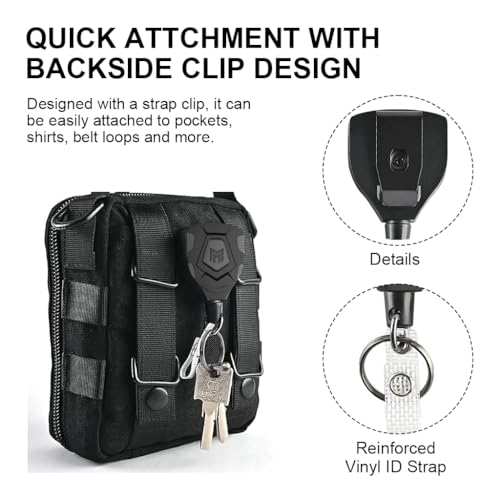 OFIFO® 1Pcs Heavy Duty Retractable Keychain, Retractable ID Badge Holder Clip, Retractable ID Badge Reel with 31.5