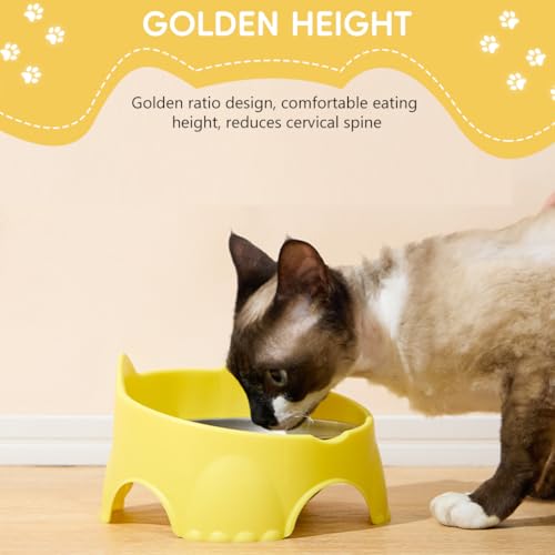 Qpets Elevated Cat Feeding Bowl, Cat Bowl Pet Food Bowl Wall Self Adhesive | Detachable | Stainless Steel Dog Bowl Dry & Wet Food Bowl for Cats Dogs