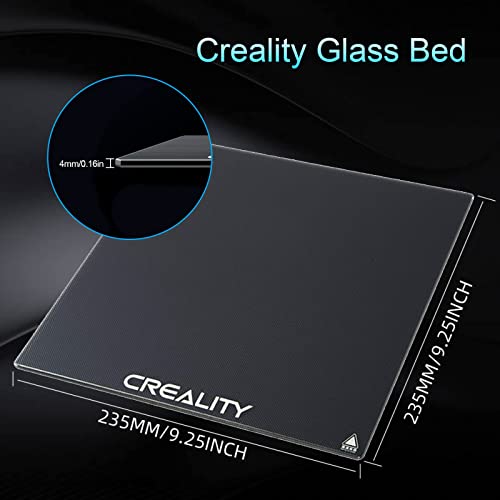 ZORBES 3D Printer Bed, for Ender 3 Glass Bed Upgraded 3D Printer Tempered Glass Plate Build Surface for Ender 3/Ender 3 Pro/Ender 3 V2/Ender 5/Ender 5 Pro/Ender 3 S1, 235x235x4mm