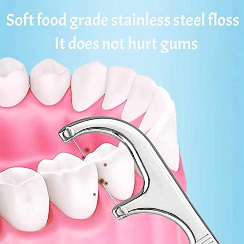 MAYCREATE Dental Tools, 6 in 1 Stainless Steel Teeth Cleaning Tool Kit, Stainless Steel Toothpicks Teeth Cleaning Picks Flosser for Teeth Braces Cleaning Tools Reuseable Toothpicks