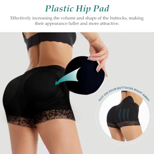 PALAY® Womens Padded Underwear Butt Lifter Panty Invisible Body Shaping High Waist Hip Pad Enhancer Shorts M Black 3PCS