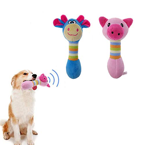 ELEPHANTBOAT Funny Animal Shape Pet Puppy Dog Plush Sound Squeaker Chewing Toy (Blue, 18*10cm)