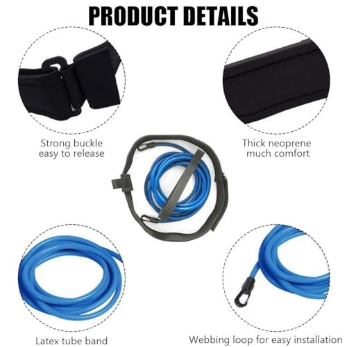 Proberos Swimming Resistant Belts Waist Belt with 13ft Long Swim Resistance Cord Swim Tether Stationary Swimming Belt for Advanced Swim Training Sessions