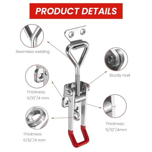 Serplex® 8Pcs Heavy-Duty Toggle Clamps 2640Lbs, Adjustable Rust-Resistant Latch Clamps with Lock Hole, 4mm Thick Metal, for Doors, Cabinets, Woodworking, Tool Fixtures, DIY & Industrial Use