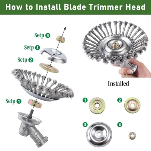 HASTHIP Weeder Head Grass Trimmer Head Replacement Stainless Steel Multi Prongs Weeder Blade Trimmer Head Universal Grass Trimmer Head, 8 inches Dia