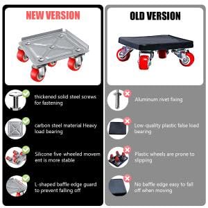 HASTHIP® 5 Wheel Furniture Lifter Mover Set 600kg Heavy Duty Move Roller Tools with Anti Slip for Sofa Wardrobes Washing Machines Fridge Adjustable Height 3 PCS