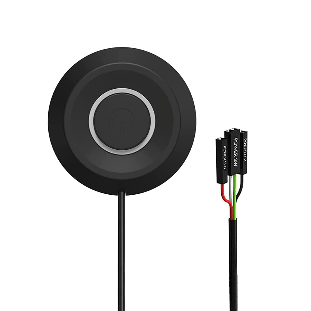 Verilux Desktop LED Computer Power Button PC Switch External Power Switch with with 2m Cables PC DIY Modification Self Adhesive External PC Power Button Switch Button