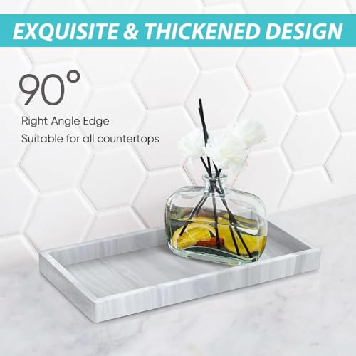 HASTHIP® Bathroom Organizer Silicone Jewelry Tray Accessories Storage Wristwatch Holder Fashion Modern Marble Pattern Trays for Sink Dressing Table 20x10cm 3PCS
