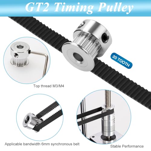 Serplex® GT2 20 Teeth 5mm Bore Timing Pulley Aluminum Synchronous Wheel for 6mm Belt Compatible with RepRap 3D Printer Prusa i3 15PCS