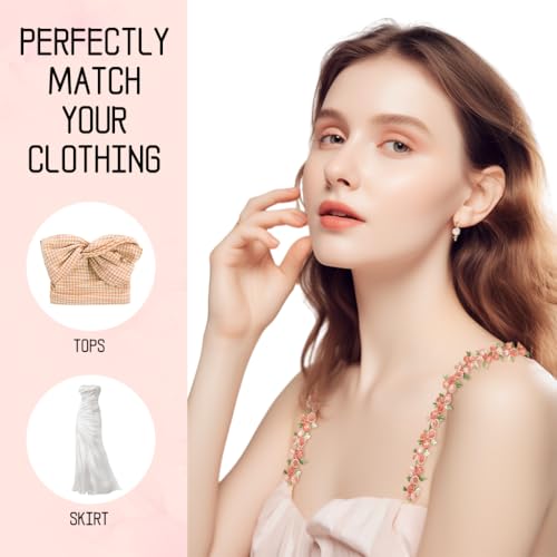 SANNIDHI® Bra Straps for Women Fancy Embroidered Floral Strap 2 Pairs 1.8cm Width Adjustable Replacement for Off Shoulder Tops Evening Dress 3 PCS