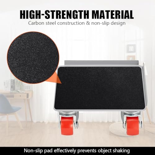 HASTHIP® 5 Wheel Furniture Lifter Mover Set 600kg Heavy Duty Move Roller Tools with Anti Slip for Sofa Wardrobes Washing Machines Fridge Adjustable Height 3 PCS