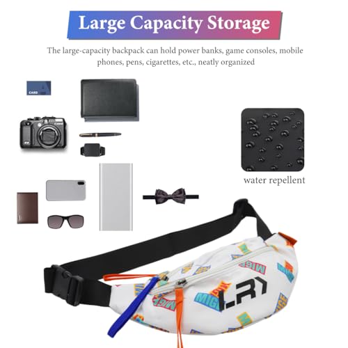 GUSTAVE® Waist Bags for Men Women Fanny Packs Cross Body Bag Pouch Chest Commuting Travel Outdoor Activities Cycling White 2 PCS