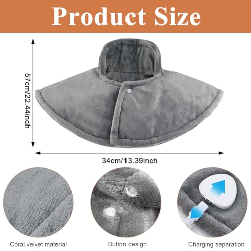 HANNEA Heating Pad Electric Heating Shawl for Shoulder, Neck, Back Pain Relief Heating Pad Wearing Heating Pad with 9 Heat Levels & 4 Timing Sets, Soft Plush Heating Shawl Gift Christmas Gift