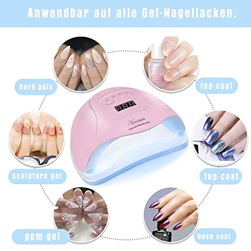 MAYCREATE 120W UV LED Nail Lamp - Faster Nail Dryer Gel Polish Light,UV Gel Lamp With 36 Light Beads & 4 Timer Setting,Professional Curing Lamp for Fingernail and Toenail (Pink)