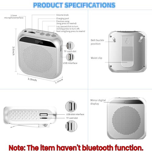 ZORBES Voice Amplifier for Teachers - Microphone Headset Set 2200 mAh, with Headset Microphone Support TF Card/U Flash Disk, Portable Voice Amplifier for Teachers, tour guide, coach, speaker
