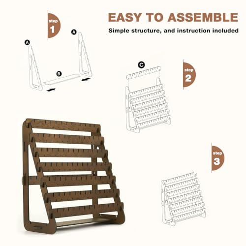 HASTHIP® Earring Display, Wood Earrings Stand Stud Tower Jewelry Organizer Holder for Stud Hook Earrings Organizer - Coffee