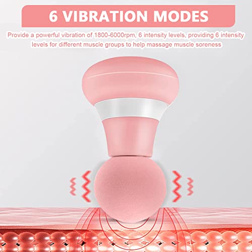 MAYCREATE Mini Electric Handheld Massager For Shoulder, USB Rechageable Vibrating Deep Muscle Stimulator Powerful 6 Vibration Modes for Back Full Body Muscle Pain Relief