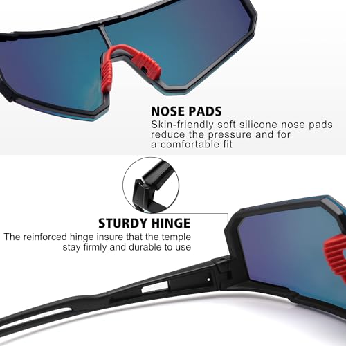 Proberos® Sunglasses Men Polarized Sunglasses for Mens and Womens,Black Retro Sun Glasses Driving Fishing UV Protection Fishing Cycling Mountain Bike Baseball Sunglasses with UV Protection