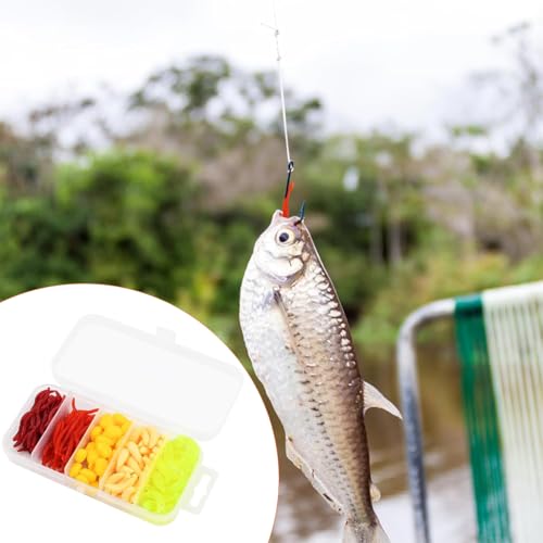 Proberos® 161PCS Soft Fishing Lures Kit Earthworm Mealworm Baits for Freshwater Saltwater Realistic Wiggly Action Jigging with Storage Box