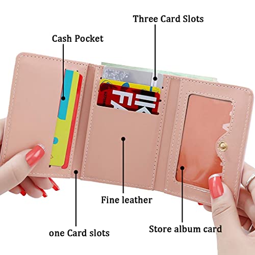 PALAY® Womens Wallet Ladies Purse PU Leather Short Small for Women with Multiple Card Slots and Holders Pink 2 PCS