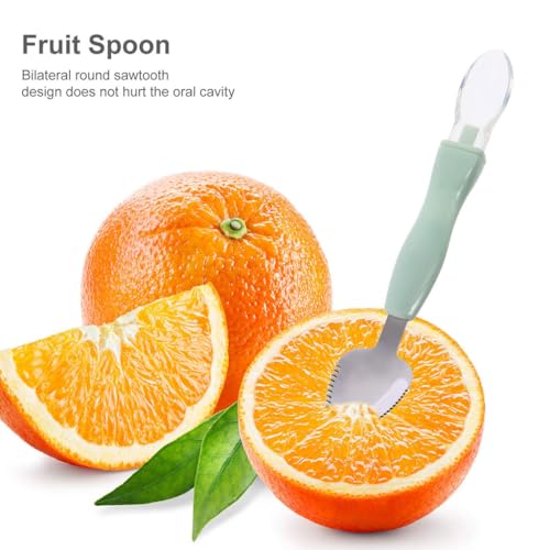 ZIBUYU® Kisangel Baby Scraper Spoon, Double Head Silicone Spoon with Serrated Edges for Fruit Mud & Puree, BPA-Free, Heat-Resistant, with Storage Box, Lightweight Feeding Utensil for Baby Training, Green