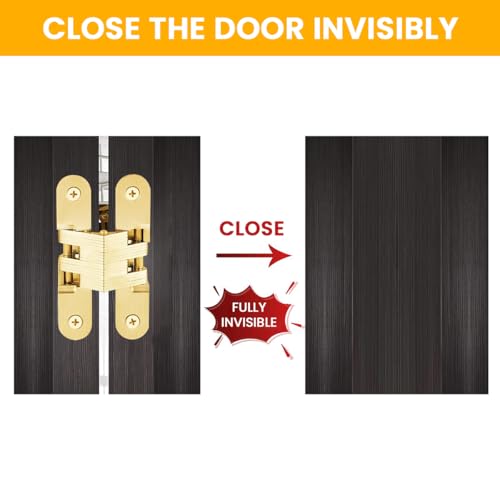 Serplex® 8PCS Zinc Alloy Door Hinges Furniture Cabinet Invisible Embedded Hinges for Wooden Closet Golden