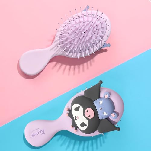 MAYCREATE® Toddler Hair Brush for Girls Kuromi Paddle 5.3 Inches Kids Detangler Oval Scalp Massager Cartoon Comb 3 PCS
