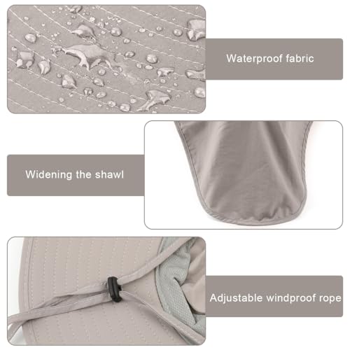 Proberos® Sun Hat UPF50+ Wide Brim with Neck Flap Chin Strap Breathable Mesh Lightweight Foldable UV Cap for Men Women Hiking Fishing Gardening Travel Beach 2PCS