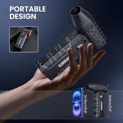 ZORBES® Mini Turbo Jet Blower Air Duster with Display Portable Cordless Fan USB LED Light 130000 RMP/Min for Car Cleaning Computer Keyboard Home Electrical Works 2 PCS