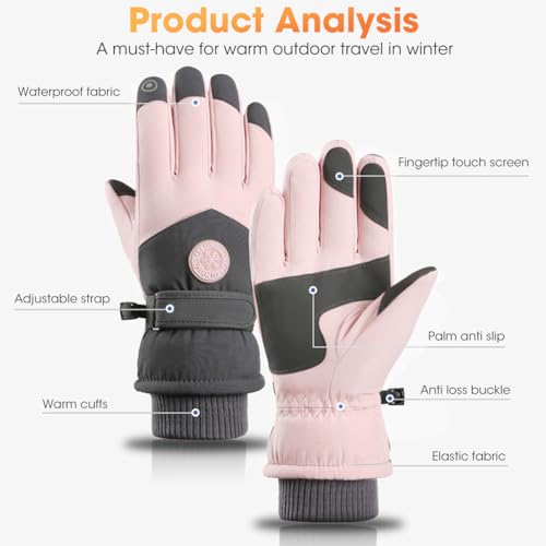 GUSTAVE® Winter Gloves for Women Warm Splashproof Windproof Riding Touch Screen Finger Anti-Slip Design Ski Bike 3PCS