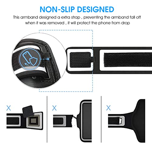 ZORBES Armband for Mobile Phone Running, Waterproof Phone Holder for Running for iPhone 13, 12, 11, XR, Elastic Arm Band with Card Holder for Within 6.2in 's Mobile (Black)