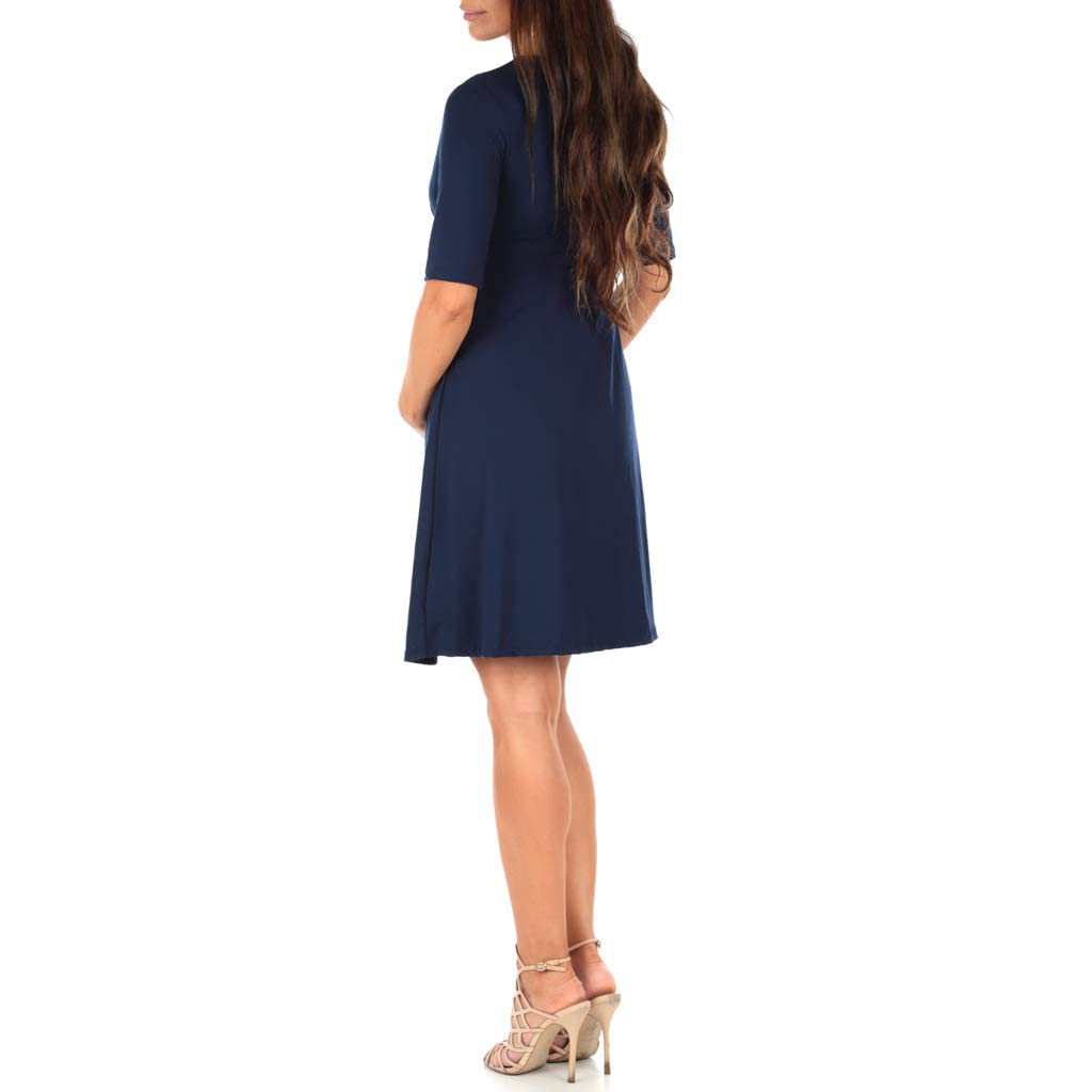 PALAY Maternity Dress for Women with Fasten Belt, Stylish V-Neck Pregnancy Dress for Nursing Pre and Post Pregnancy, Knee Length Western Maternity Dress (M)