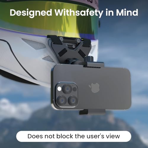 STHIRA® Helmet Mount for Mobile Camera Rotatable Action Mount Chin Strap Set with Quick-Release Non-Slip Grip for Go-Pro Hero 12 11 10 9 Includes J-Hook Adapter Screw Phone Holder 3PCS