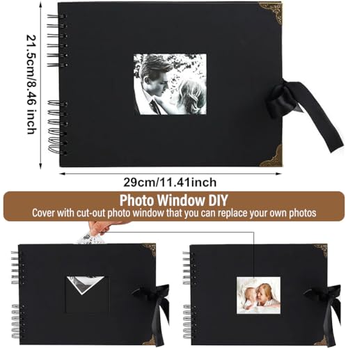 HASTHIP® DIY Scrapbook Photo Album Kit Anniversary Gift for Couple Special A4 Wedding Set with Color Stickers Pen Graduations Memory 80 Pages 40 Sheet 2 PCS
