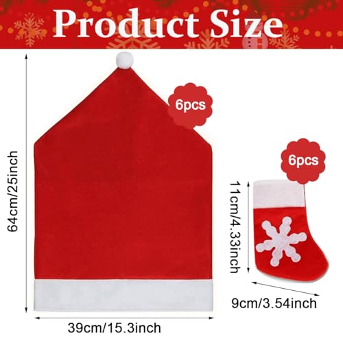 HASTHIP Christmas Chair Cover Set of 6 Christmas Sock Cutlery Holder for Table Christmas Hat Dining Christmas Chair Cover Universal, Christmas Decorations Items, 12pcs