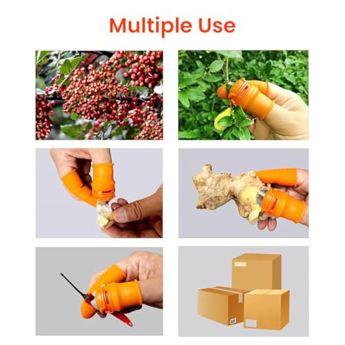 HASTHIP® 24PCS Stainless Steel Thumb Cutter Gardening Mini Branch Multi Purpose with 10PCS Silicone Finger Protector for Harvesting Plants Picking Trimming
